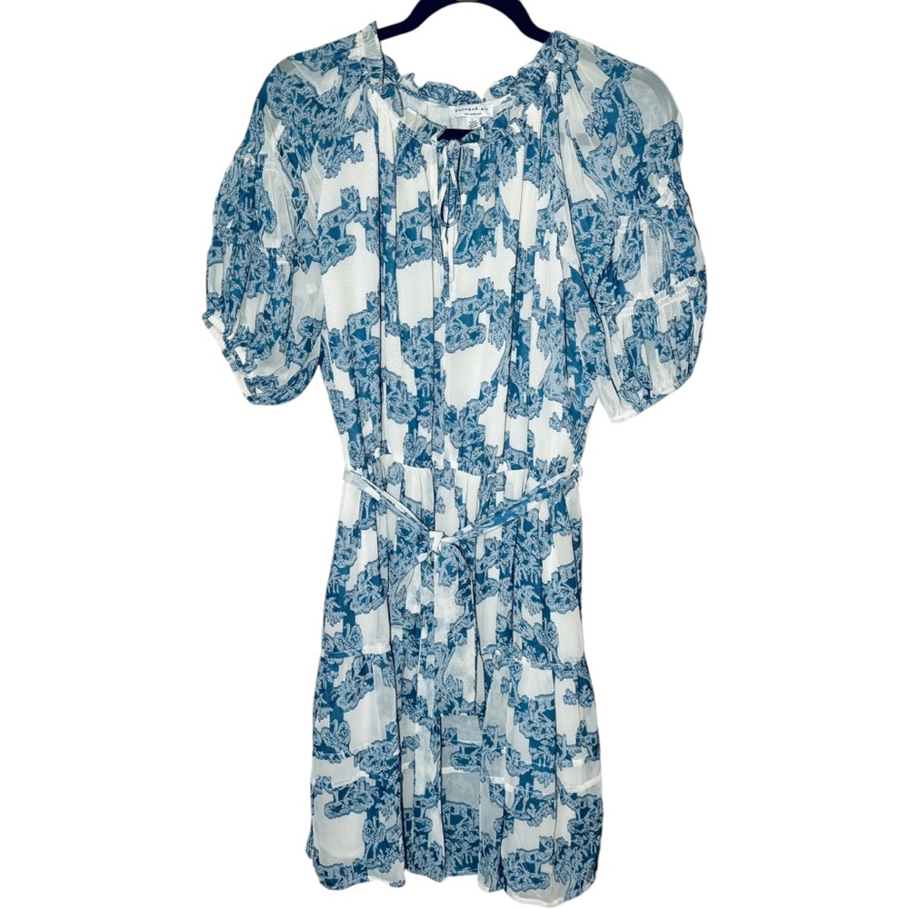 Current Air‎ Women's Large Anthropologie Mini Dress Grandmillennial Preppy Blue